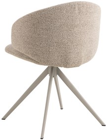 NELA Beige Latte (stof Monza 90)/beige poten - MODERNE GESTOFFEERDE DRAAISTOEL VOOR WOONKAMER/EETKAMER/KANTOOR LOFT