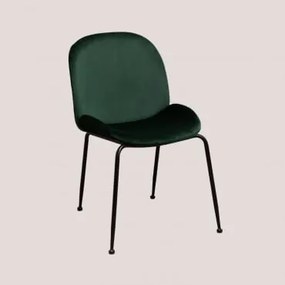 Set van 4 fluwelen stoelen Pary KLIMOP & Zwart - Sklum