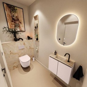 MONDIAZ TURE-DLUX 60cm toiletmeubel Rosee. EDEN wastafel Frappe positie midden. Met 1 kraangat. TUREDX60ROSM1FRA