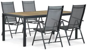 Tuinset 4 personen 180 cm Aluminium/textileen Grijs Domani Furniture Carino/Valence