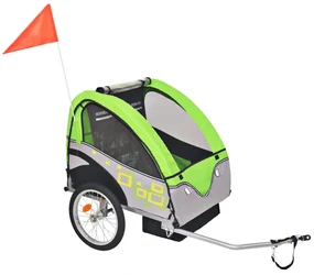 vidaXL Fietskar voor kinderen 30 kg grijs en groen