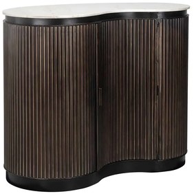 Richmond Interiors Mayfield Barmeubel Hout Met Ribbels En Marmer - 120 X 75cm.