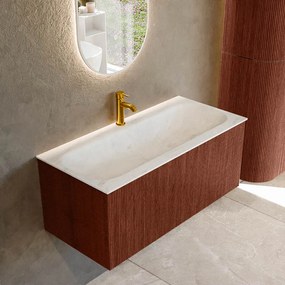 Mondiaz Kurve-dlux 100cm badmeubel ruby met 1 lade en wastafel big medium midden 1 kraangat opalo