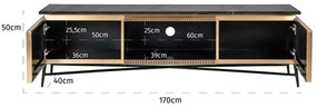Richmond Interiors Ironville Tv-meubel Messing En Marmer - 170x40x50cm.