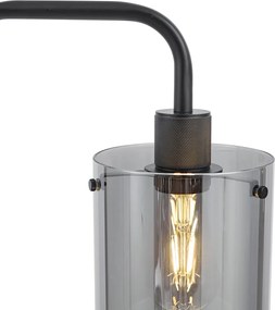 Design vloerlamp zwart met smoke glas - Domo