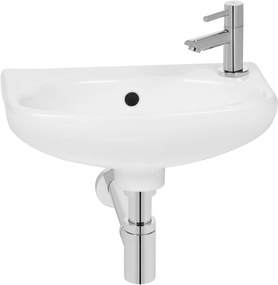 Saqu Day fonteinset met chromen kraan rechts glanzend wit keramiek