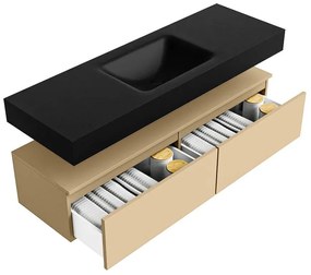 Zaro Alan badmeubel 140cm sand 2 lades met vrijhangende wastafel cloud midden 1 kraangat urban