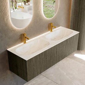 Mondiaz Kurve-dlux 140cm badmeubel shadow met 2 lades en wastafel stor small dubbel 2 kraangaten ostra