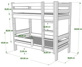 Kinderen Blauw Stapelbed van massief hout - Toby For Kids Kinderen Junior 5056231731232 Children's Beds Home, 200x90, Ja, Schuimmatras van 9 cm Childr