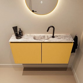 Mondiaz Ture DLux toiletmeubel 100cm ocher met wastafel glace midden met kraangat