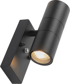 Buiten wandlamp zwart 2-lichts IP44 met schemersensor - Duo
