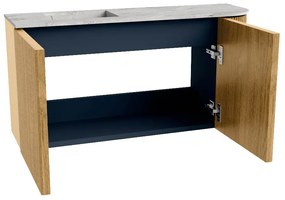 Mondiaz Joya DLux 80cm toiletmeubel ronding rechts oak met wastafel faye links zonder kraangat glace