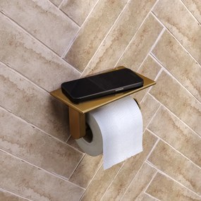 Brauer Gold Edition toiletrolhouder met planchet goud geborsteld PVD