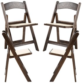 Pak 4 opvouwbare Gala stoelen met kussen met houteffect