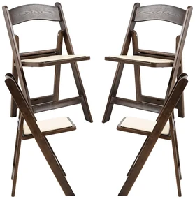 Pak 4 opvouwbare Gala stoelen met kussen met houteffect