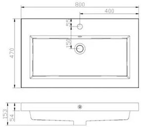 Lambini Designs Como wastafel mineraalmarmer 80cm met kraangat wit glans