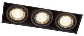 Set van 6 Inbouwspot zwart draai- en kantelbaar trimless 3-lichts - Oneon