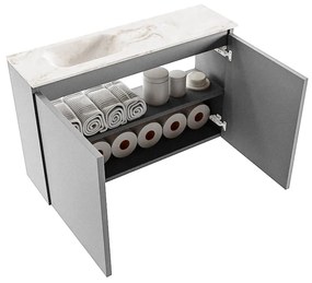 Mondiaz Ture DLux toiletmeubel 80cm plata met wastafel frappe links zonder kraangat