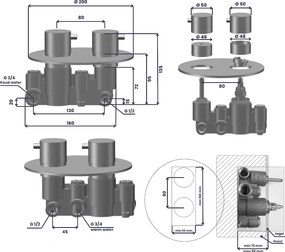 Saniclear Cube Curved inbouw regendouche rond met inbouw douchekop 30x30cm, glijstang en 2 standen handdouche zwart mat