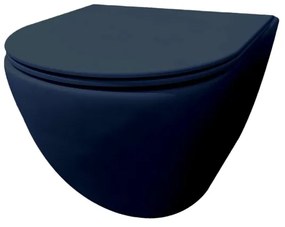 Best Design morrano-49-zonder-spoelrand wandcloset blinde bevestiging incl. zitting mat-donkerblauw donkerblauw mat 4016580