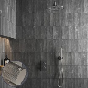 Saniclear Exclusive Curved inbouw regendouche met 20cm hoofddouche en muurarm RVS
