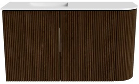 Mondiaz Joya 70cm toiletmeubel ronding rechts walnut met wastafel faye links 1 kraangat talc