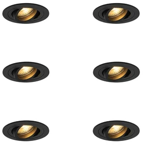 Set van 6 Moderne inbouwspot zwart - Rondoo GU10 Binnenverlichting Lamp