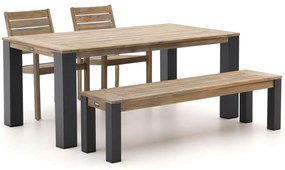 ROUGH-S/ROUGH-X 180cm dining tuinset met bank 4-delig stapelbaar