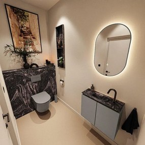 MONDIAZ TURE-DLUX 60cm toiletmeubel Smoke. EDEN wastafel Lava positie midden. Met 1 kraangat. TUREDX60SMOM1LAV