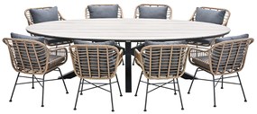 Garden Impressions Lucas tuinset 9-delig bruin - Tulli tuintafel ovaal 280x140 cm light teak look