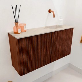 Mondiaz Joya DLux 80cm toiletmeubel ruby met wastafel faye rechts zonder kraangat frappe