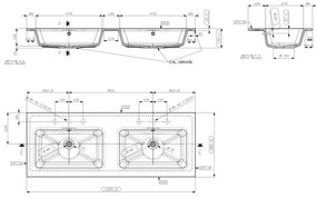 Muebles Avila badmeubel ribbelfront 120cm macchiato met dubbele wastafel met kraangaten