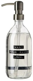 Wellmark Handzeep helder glas messing pomp 500ml tekst WASH YOUR HANDS..MUM Zwart label 8719325913095