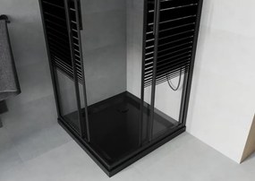 Mexen Rio vierkante douchecabine 70 x 70 cm, zwarte strepen, zwart + Flat douchebak, zwart - 860-070-070-70-20-4070B