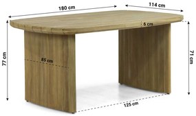 Dining Tuintafel  180 x 115 cm Teak Old teak greywash Falcon