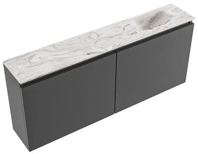 Mondiaz Ture DLux toiletmeubel 120cm dark grey met wastafel glace rechts met kraangat