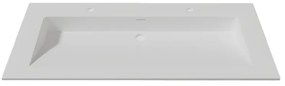 Lambini Designs Flora solid surface wastafel 100cm met 2 kraangaten wit mat