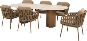 4 Seasons Biarritz tuinset 7-delig amber - Colorado tuintafel 240x105 cm ovaal