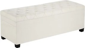 VEVOR Opbergpoef 110 x 40 x 40 cm Voetenbank Opbergbox, Draagvermogen tot 299,37 kg, Opvouwbare, Gevoerde Bank met Metalen Frame, Poef voor Woonkamer Slaapkamer Beige