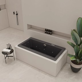 Xenz Society inbouw bubbelbad 180x80cm zwart mat elektronisch 6+4+2 hydro en 12 aerojets chroom