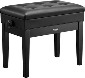 VEVOR Pianobank, 56 x 34 x 49 cm, Pianobank, Keyboard Pianostoel, 49-58 cm Hoogte Verstelbaar, Gevoerd Kussen, Opbergvak voor Muziekboeken, Houten Pianokrukzitting, voor Kaptafel, Woonkamer
