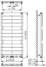 Sapho Bondi radiator antraciet 45x93cm 425W