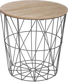 Atmosphera zwarte bijzettafel 'Kumi' met metalen poten - Diameter 39,5 x H41 cm