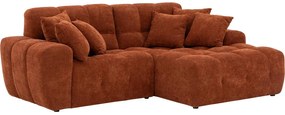 Goossens Excellent Bank Kubus - 30 X 30 Cm Stiksel rood, stof, 1,5-zits, modern design met chaise longue links