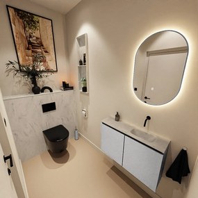 Mondiaz Ture DLux toiletmeubel 80cm plata met wastafel opalo rechts zonder kraangat