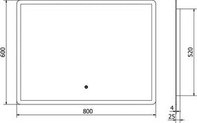 Mexen Navia verlicht badkamer spiegel 80 x 60 cm, LED 6000K, anti-condens - 9803-080-060-611-00