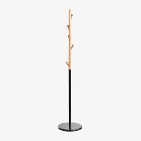 Staande Kapstok Van Beukenhout En Marmer Lauso Zwart - Sklum