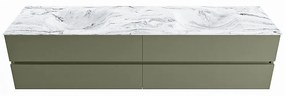 Mondiaz Vica DLux badmeubel 200cm army 4 lades met wastafel glace dubbel zonder kraangat