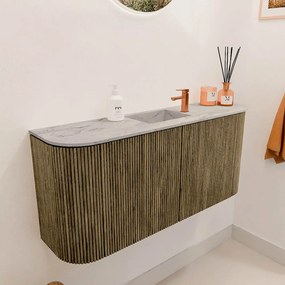 Mondiaz Joya DLux 95cm toiletmeubel ronding links/rechts dusk met wastafel faye midden 1 kraangat glace