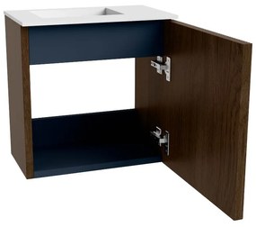 Mondiaz Joya 40cm toiletmeubel walnut met wastafel faye links zonder kraangat talc
